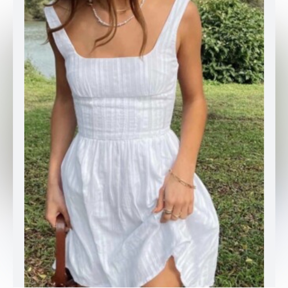 Princess Polly Lorinda White Square Neck Mini Dress Size 8